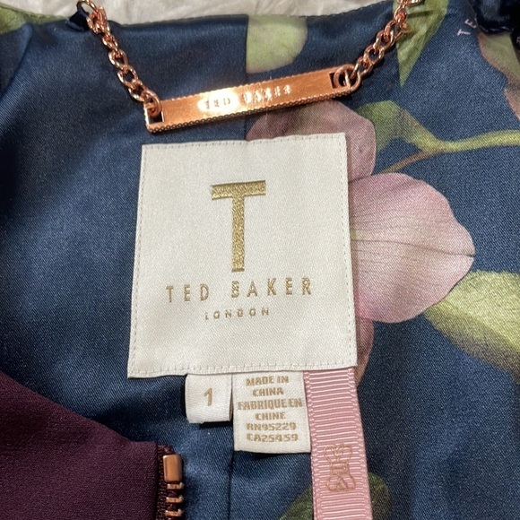 Ted Baker Maggi Peplum Flare Sleeve Blazer Jacket Dark Purple - Picture 3 of 11